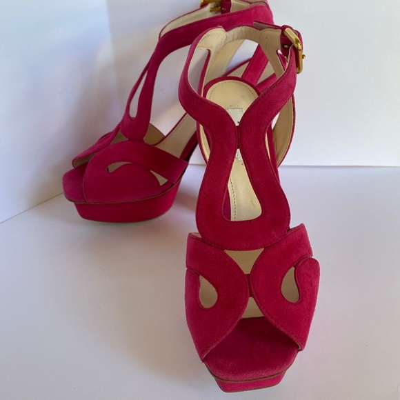 NEW PRADA PEONY SUEDE PLATFORM HIGH HEELS - Picture 3 of 15